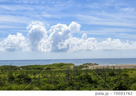 蓮沼海浜公園 展望塔から青空と太平洋を臨む 蓮沼海浜公園 展望塔から青空と太平洋を臨む 70093762