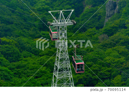 寒霞渓　名物のひとつ、高さとスリル、絶景もある楽しいロープウェイ　香川県　小豆島(12) 70095114