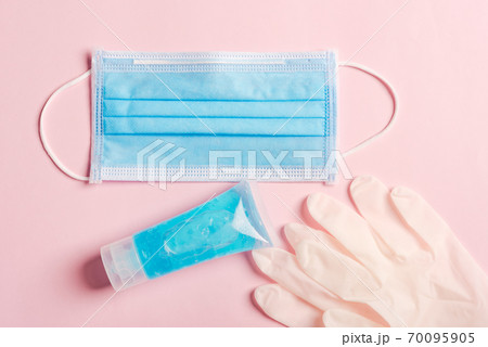 Medical protective face mask for cover mouth and nose and alcohol gel sanitizer hand gel 70095905