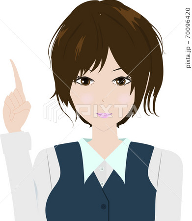 指を差す綺麗な受付の女性のイラスト 70096420