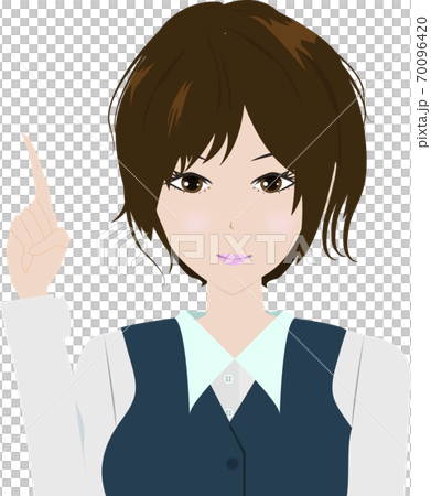 指を差す綺麗な受付の女性のイラスト 70096420