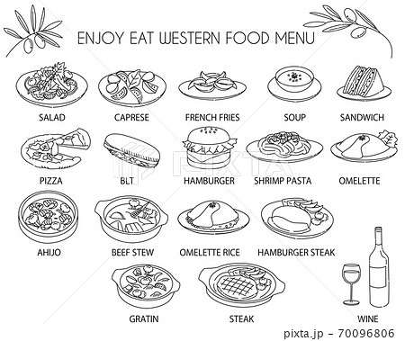 Western food menu line icon 70096806