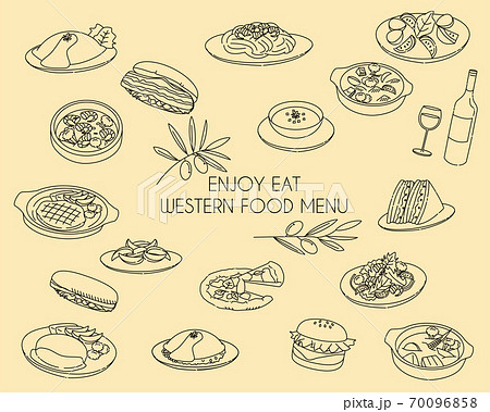Western food menu line icon Western food menu line icon 70096858