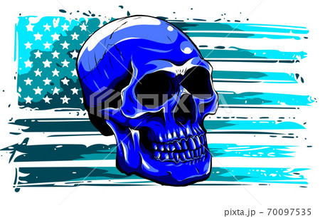 draw of Skull and flag usa. Vector illustration. 70097535