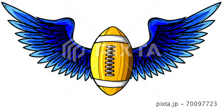 Realistic ball for American football with black wings emblem vector Realistic ball for American football with black wings emblem vector 70097723