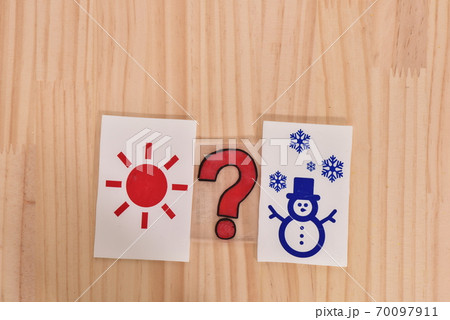 晴れと雪だるまとクエスチョンマークのカード 晴れと雪だるまとクエスチョンマークのカード 70097911