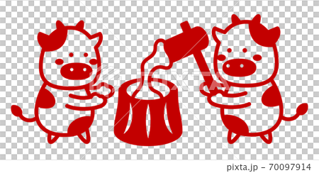 牛肉年糕製作比賽插圖2021年新年賀卡 牛肉年糕製作比賽插圖2021年新年賀卡 70097914