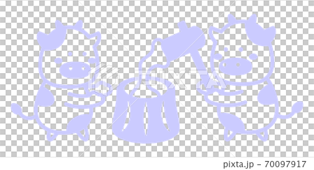 牛の餅つき大会イラスト 2021年 年賀状 牛の餅つき大会イラスト 2021年 年賀状 70097917