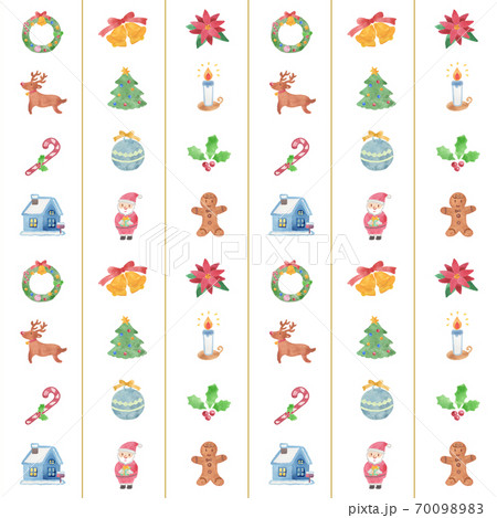 クリスマスのアイコン　水彩　背景パターン 70098983
