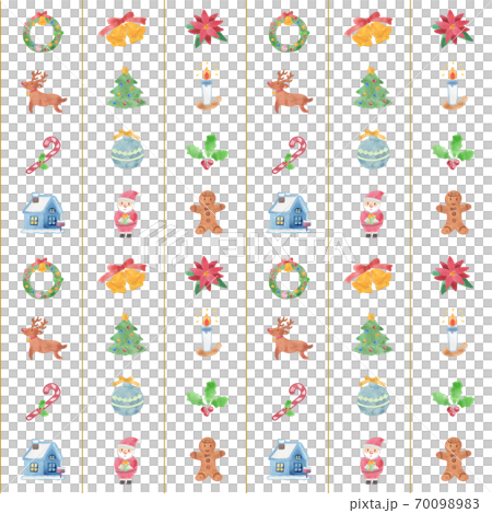 クリスマスのアイコン　水彩　背景パターン 70098983