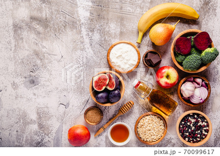 Products for healthy bowel. Natural food for gut. Products for healthy bowel. Natural food for gut. 70099617