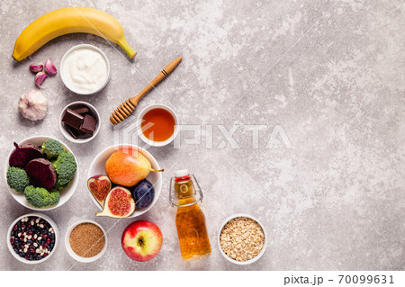 Products for healthy bowel. Natural food for gut. Products for healthy bowel. Natural food for gut. 70099631