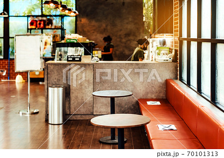Alternative seating mark for social distance rules in the cafe distance for one seat from other people to protect from Corona Virus(COVID-19), social distancing for infection risk.New normal lifestyle 70101313