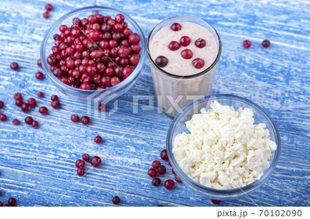 Cranberry smoothie in a glass. 70102090