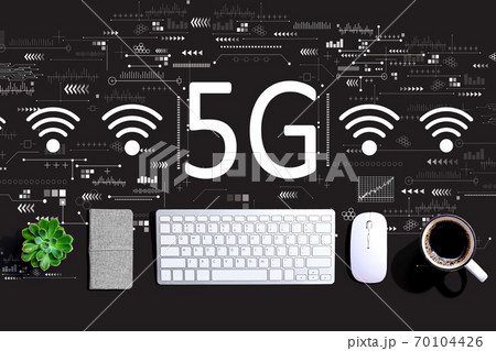 5G network with a computer keyboard 70104426