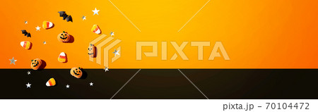 Miniature Halloween pumpkin ghosts with decorations Miniature Halloween pumpkin ghosts with decorations 70104472