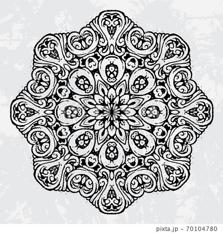 Beautiful and elegant monochromatic and black symmetrical mandala designs on abstract Gray background Beautiful and elegant monochromatic and black symmetrical mandala designs on abstract Gray background 70104780