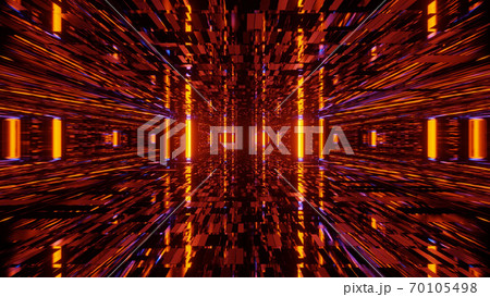 Golden Flickering Blitz Tunnel Component 4k uhd 3d illustration background 70105498