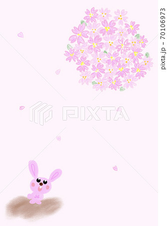 満開のさくらを見上げるうさぎのイラスト素材 [70106973] - PIXTA