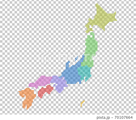 Dot map of Japan (eps has layers for each prefecture) 70107664