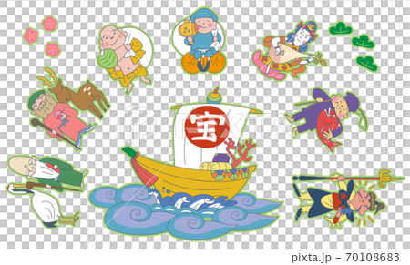 21年 七福神 年賀状素材 イラスト のイラスト素材