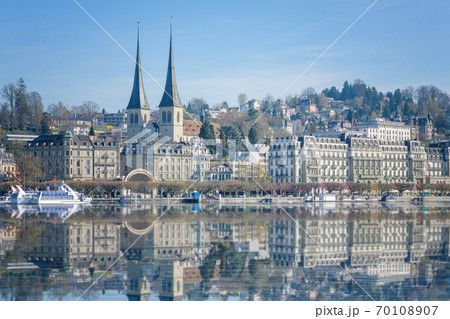 Panoramic view of city center of Lucerne in daylight ,Switzerland 70108907