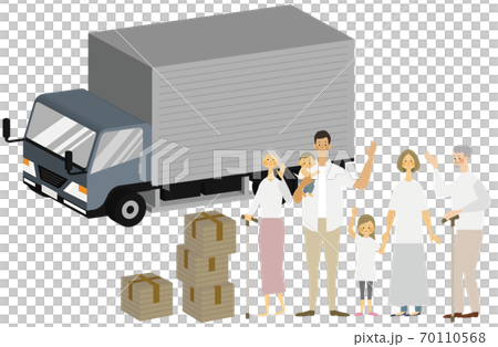 一個動人的家庭和一輛卡車的插圖 70110568