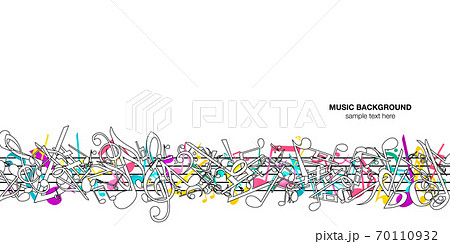 音符音楽ミュージック背景ベクターイラストポップなカラフルアブストラクトのイラスト素材 70110932 Pixta
