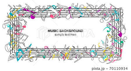 音符音楽ミュージック背景ベクターイラストポップなカラフルアブストラクトのイラスト素材