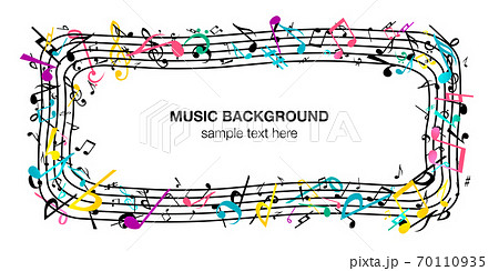 音符音楽ミュージック背景ベクターイラストポップなカラフルアブストラクトのイラスト素材