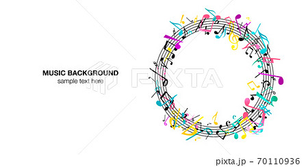 音符音楽ミュージック背景ベクターイラストポップなカラフルアブストラクトのイラスト素材