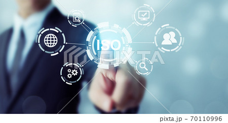 Concept of ISO standards quality control assurance warranty business technology 70110996