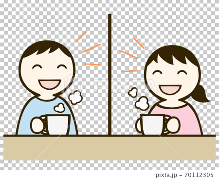 お茶をする男女 お茶をする男女 70112305
