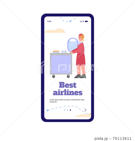 Best airlines onboaring page for mobile app, flat cartoon vector illustration 70113611