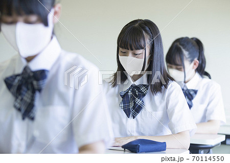 勉強する女子高生 70114550