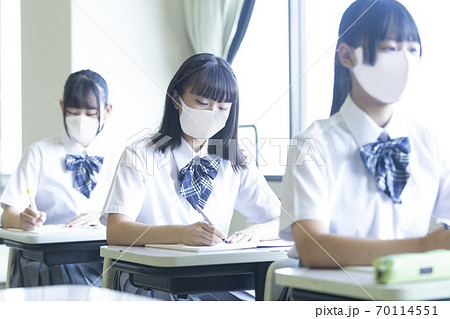 勉強する女子高生 70114551