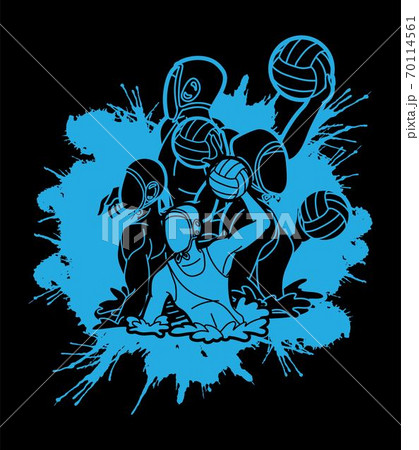 Group of water polo players  action cartoon graphic vector 70114561