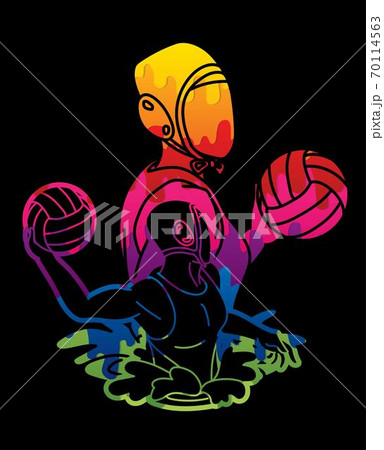 Group of water polo players  action cartoon graphic vector 70114563