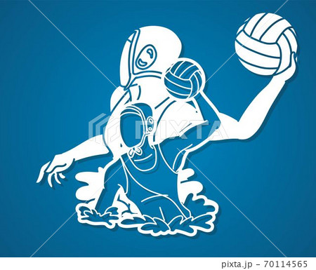 Group of water polo players action cartoon graphic vector Group of water polo players action cartoon graphic vector 70114565