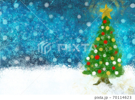 【手描きイラスト】雪降るクリスマスの夜 70114623