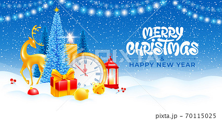 Merry Christmas And Happy New Year Greeting 70115025