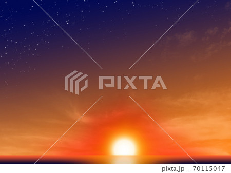 夕陽の空に星4のイラスト素材