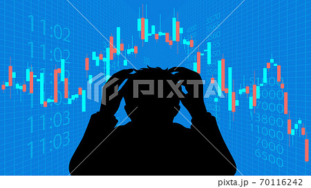 マーケット暴落 頭を抱える投資家 70116242