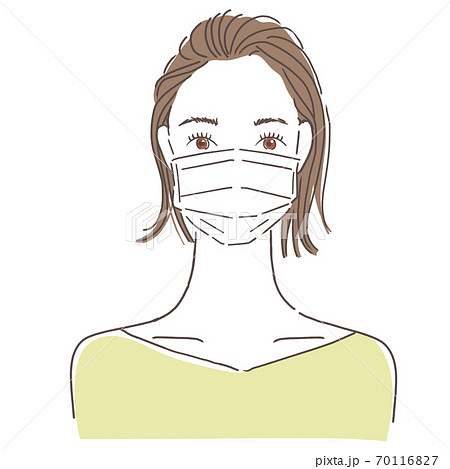 不織布マスク 女性のイラスト素材