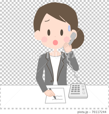 一個女商人，帶著困惑的表情接電話 70117244