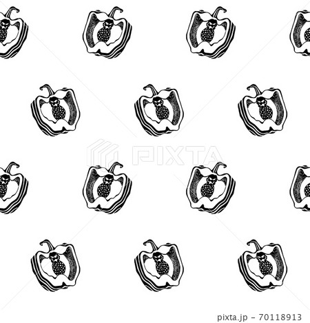 Black and white pepper. Kitchen pattern seamless vector texture. Graphics. Black and white pepper. Kitchen pattern seamless vector texture. Graphics. 70118913