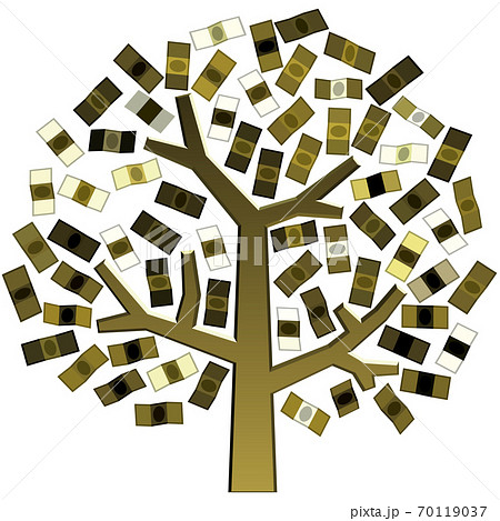 金のなる木イメージ半立体アイコンベクターイラスト金　背景透明 70119037