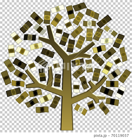 金のなる木イメージ半立体アイコンベクターイラスト金　背景透明 70119037