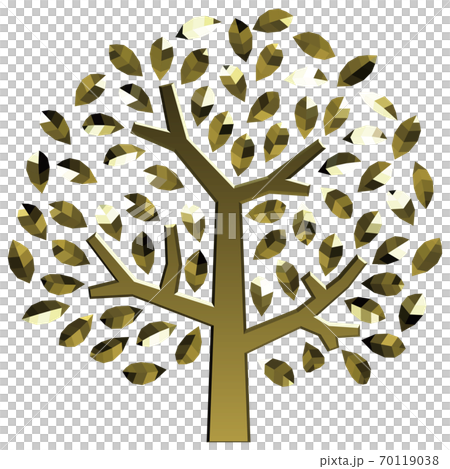 Money tree image Semi-three-dimensional icon Vector illustration Gold background transparent 70119038