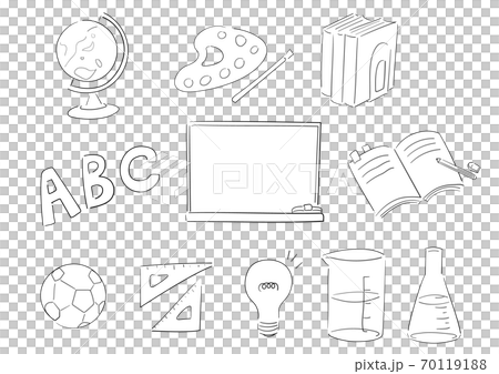 手描きの勉強イラストセット　線画 70119188
